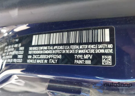 2017 Jeep Renegade Altitude 4X4 from USA, damaged, VIN ZACCJBBB3HPF62548